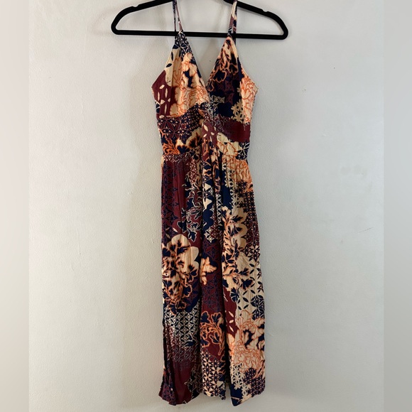 Angie Boho Patchwork Print Spaghetti Strap Midi Dress - Size M - Picture 3 of 10